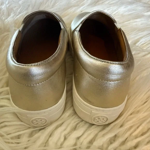 Tory Burch Metallic Gold Slip-On Shoes - Picture 4 of 7